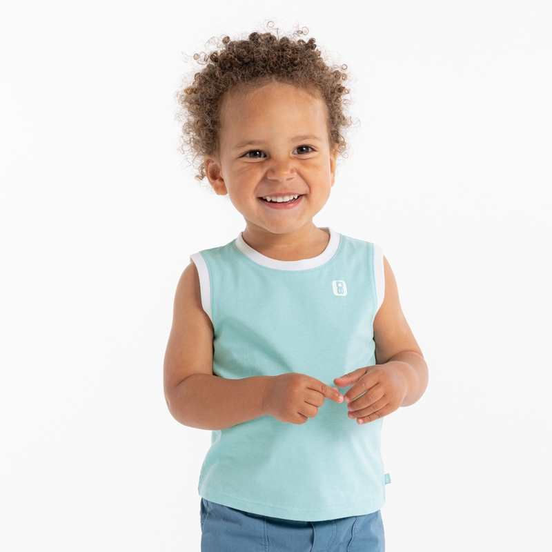 Débardeur en coton bleu bébé garçon