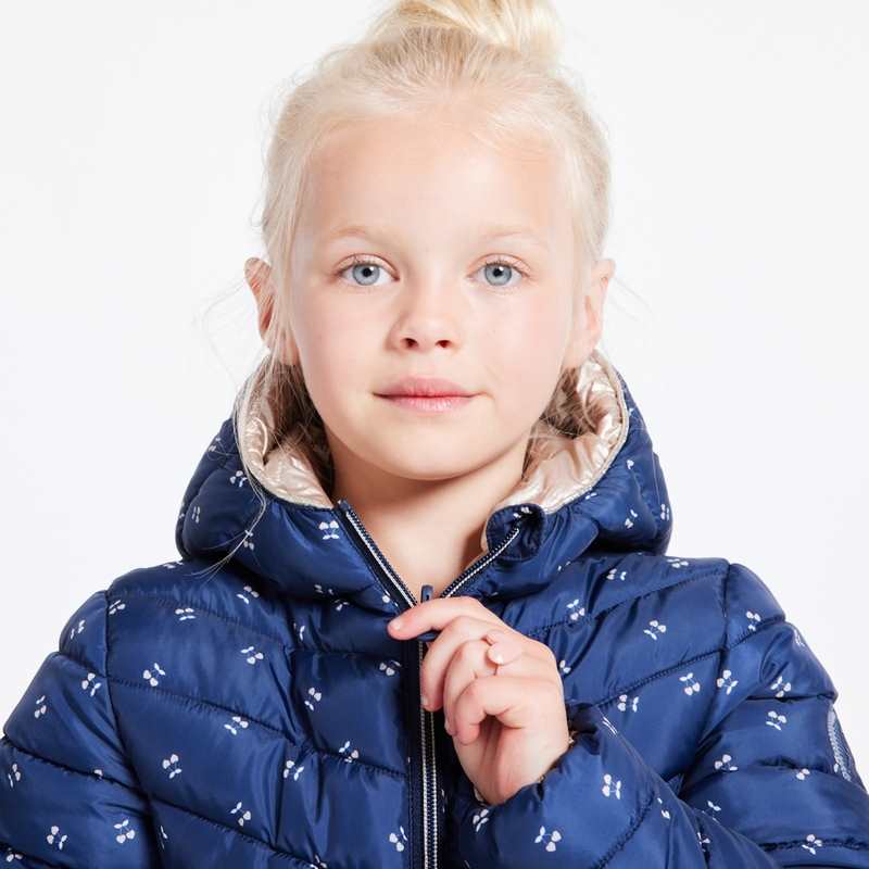 Doudoune légère réversible bleue fille