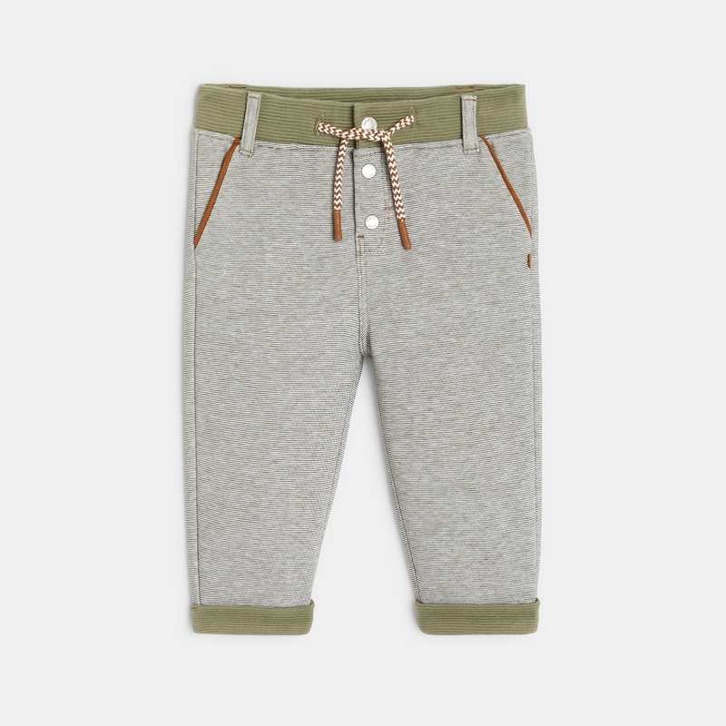 Pantalon molleton maille fantaisie vert bébé garçon