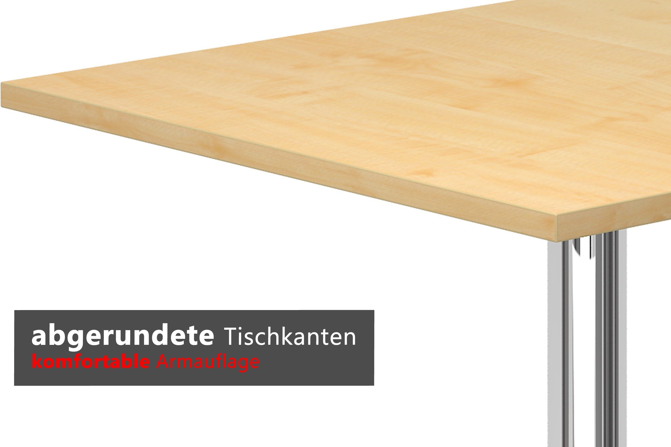 bümö Stehtisch Stehtisch eckig STH, Dekor: Grau - Gestell: Chrom