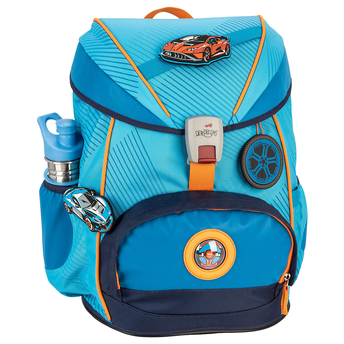 Schulrucksackset ErgoFlex SUPERFLASH EXKLUSIV Supercar, 5-tlg., inkl. Wechselbuttons (2023)