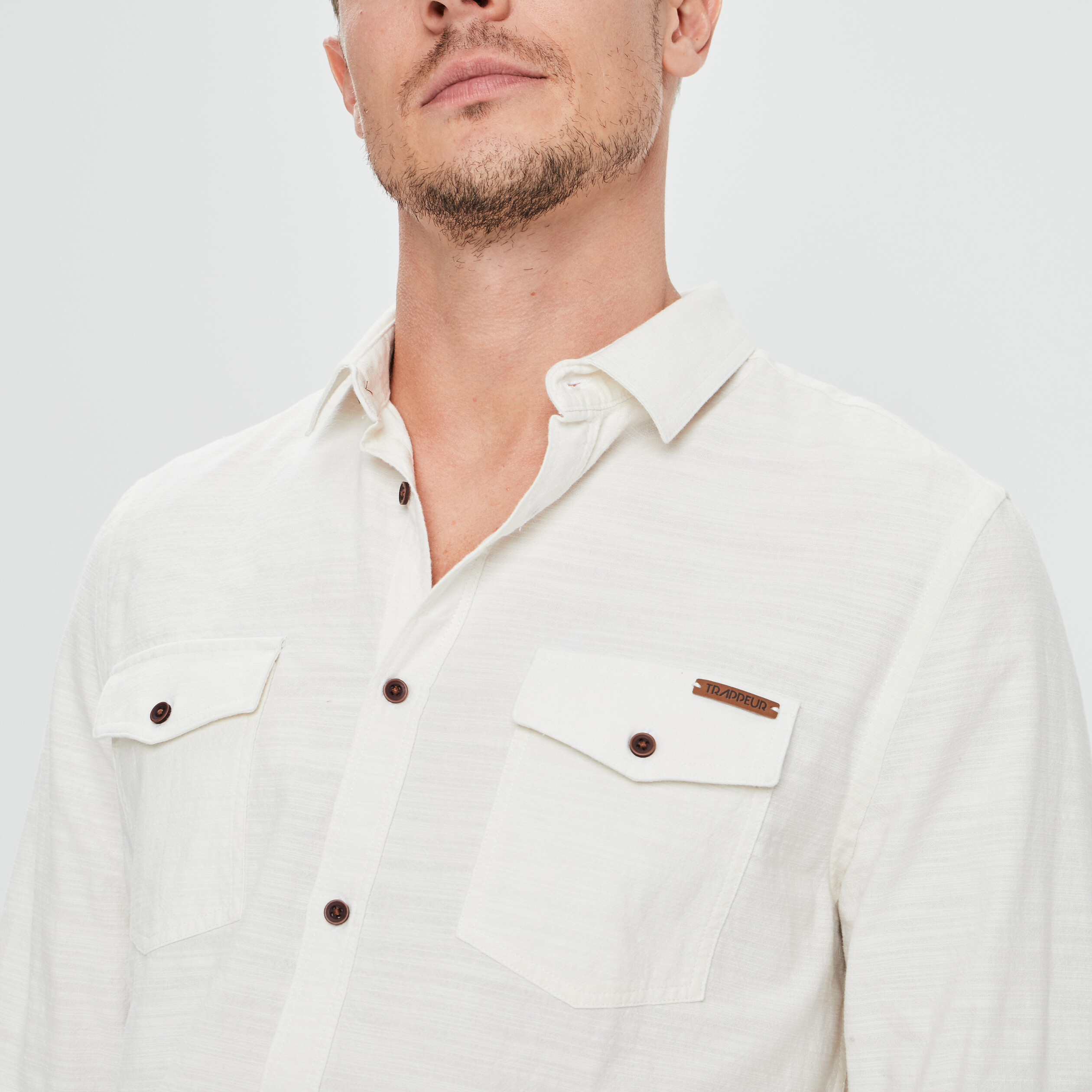 Chemise manches à revers Trappeur ivoire homme | La Halle