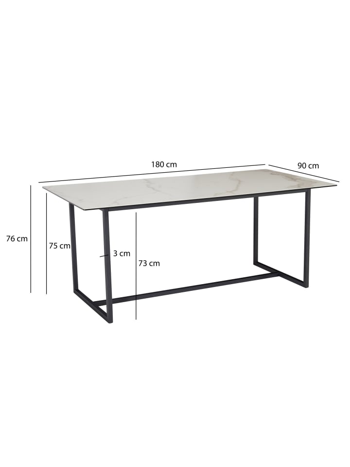 KADIMA DESIGN Esszimmertisch 180x90x76 cm Keramik Glas Esstisch Marmor-Optik, in Weiß günstig kaufen onesize