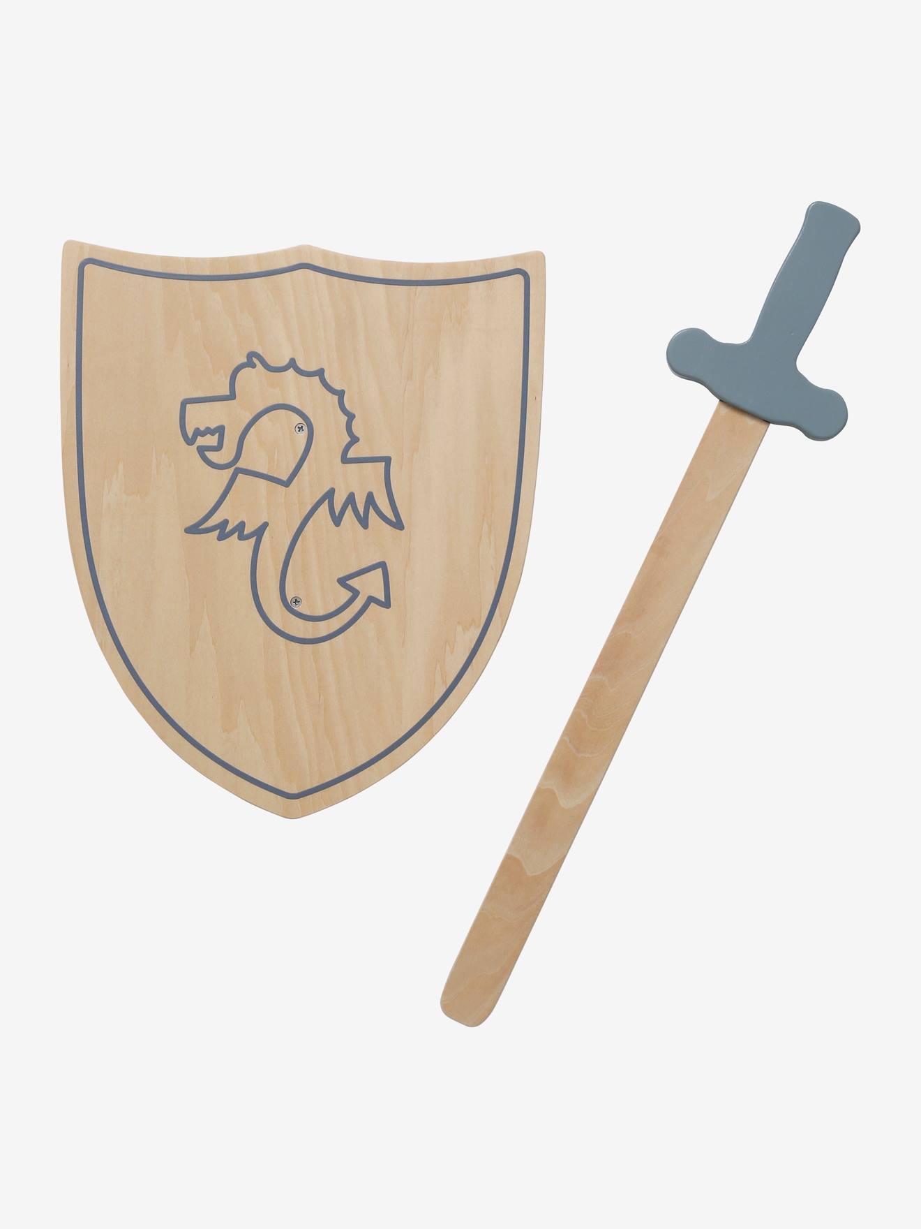 Bouclier + épée en bois FSC® beige