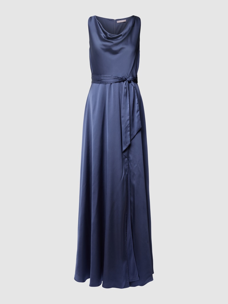 Abendkleid mit Knoten-Detail in rauchblau