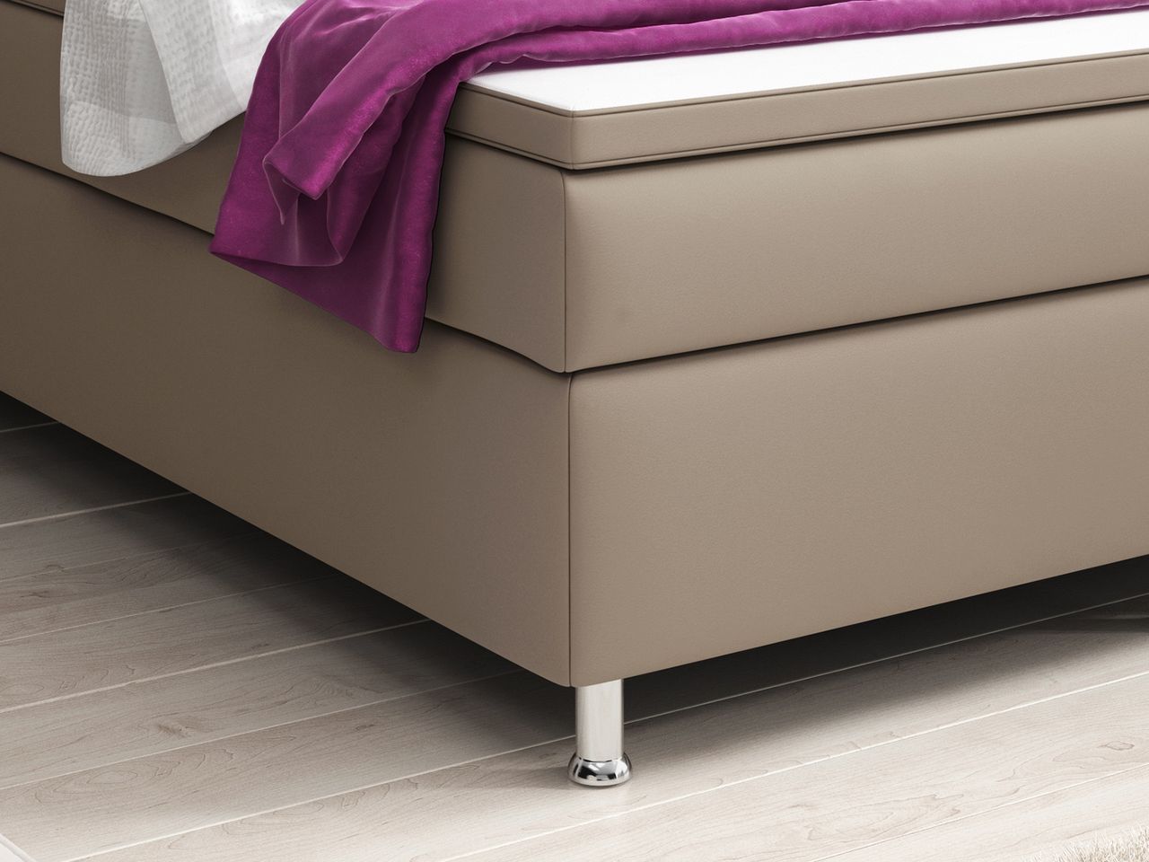 IHG Boxspringbett Turin 180x200 cm Kunstleder Muddy
