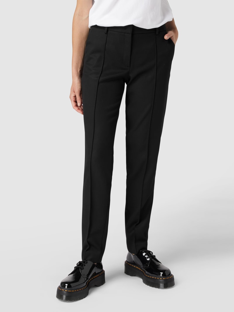 Stoffhose mit schmal zulaufendem Bein Modell 'Hedy' in schwarz