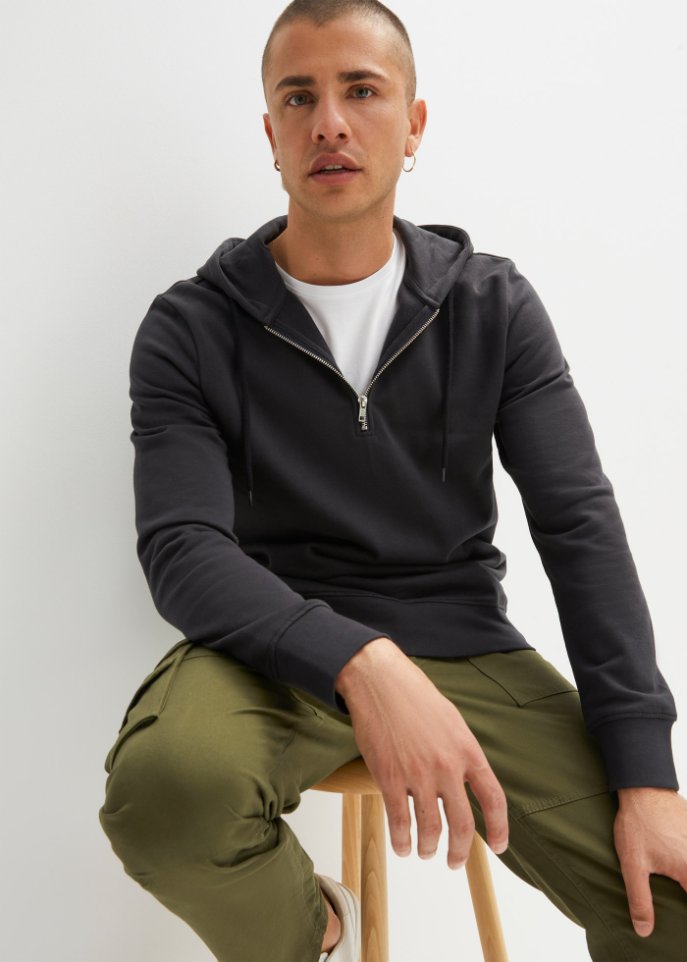 Kapuzensweatshirt mit Reißverschlussöffnung