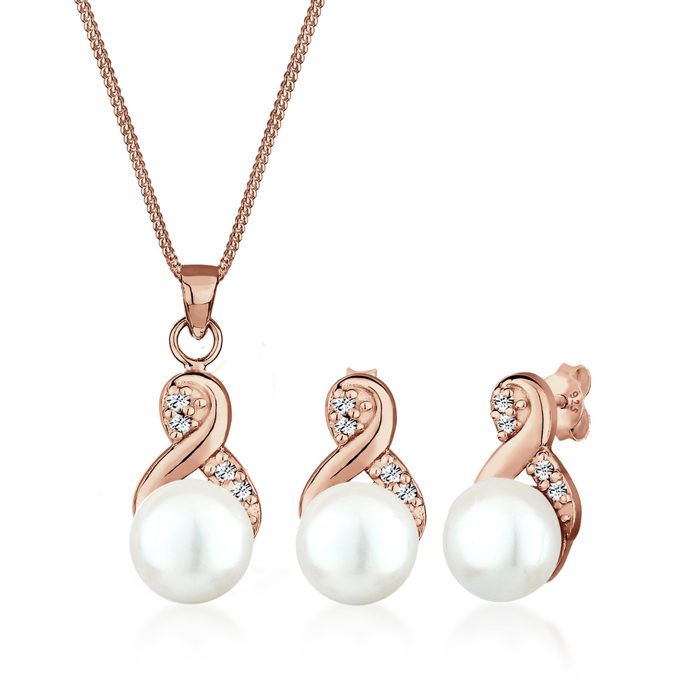 Elli Elli Ensemble de Bijoux Femmes Symbole Infinité Set Élégant Clous d'oreilles avec Bijoux