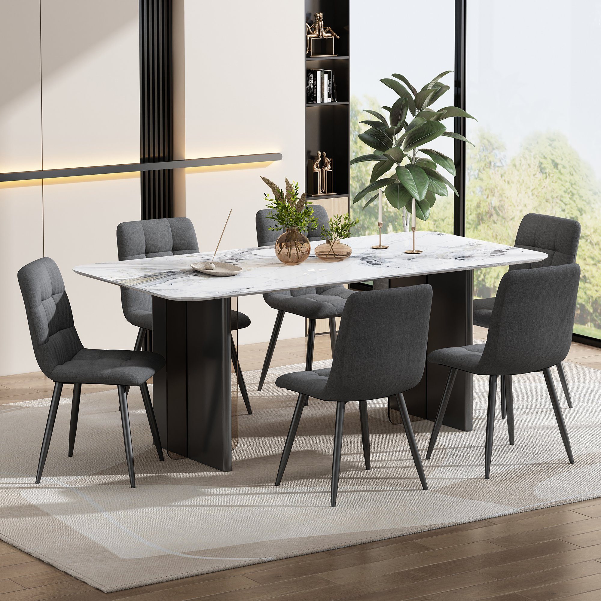 OKWISH Essgruppe, (Sitzfläche aus Samt Gestell aus Metall, 4-tlg., Stuhl mit Rückenlehne Nur Stühle, kein Tisch)