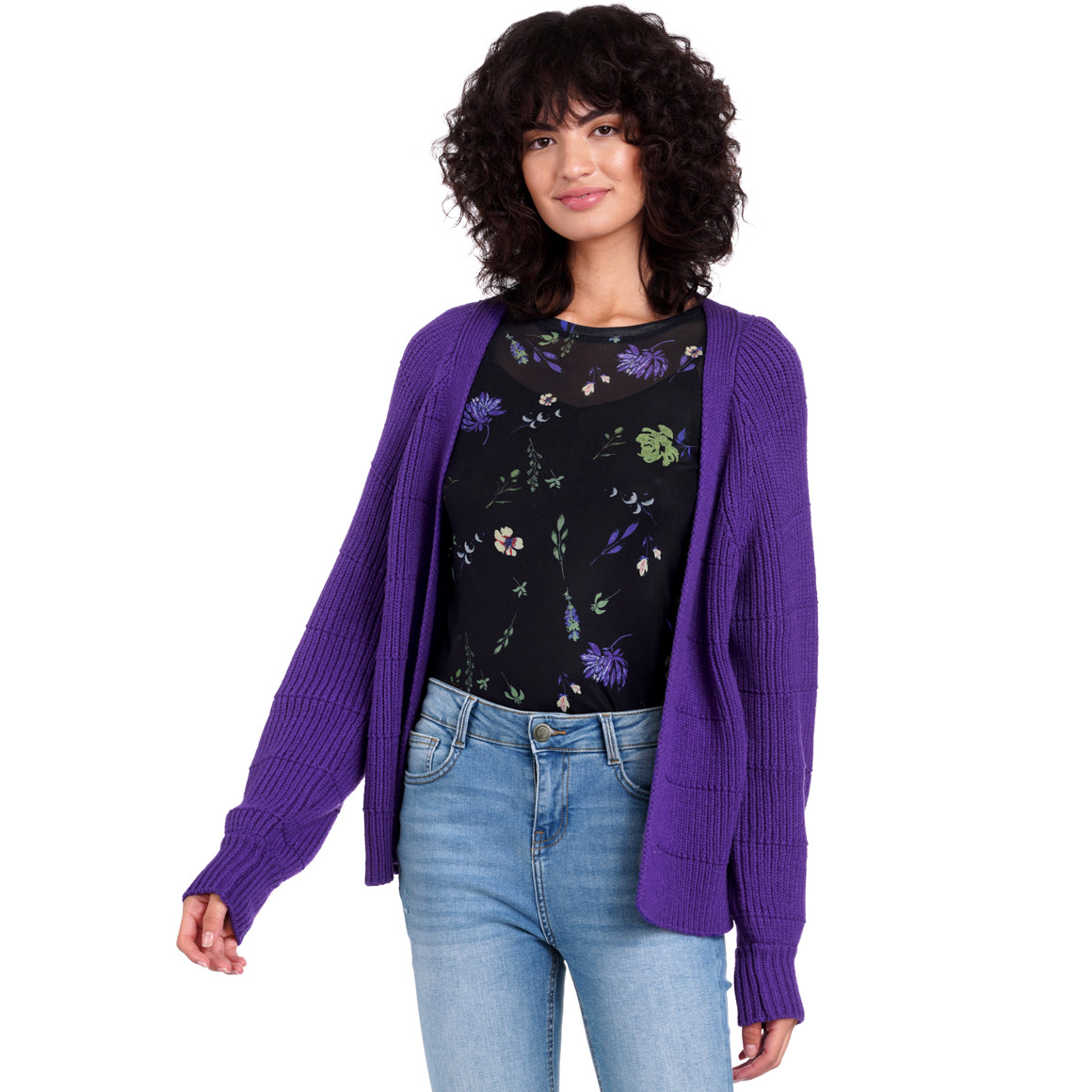 Damen Strickjacke aus Rippstrick