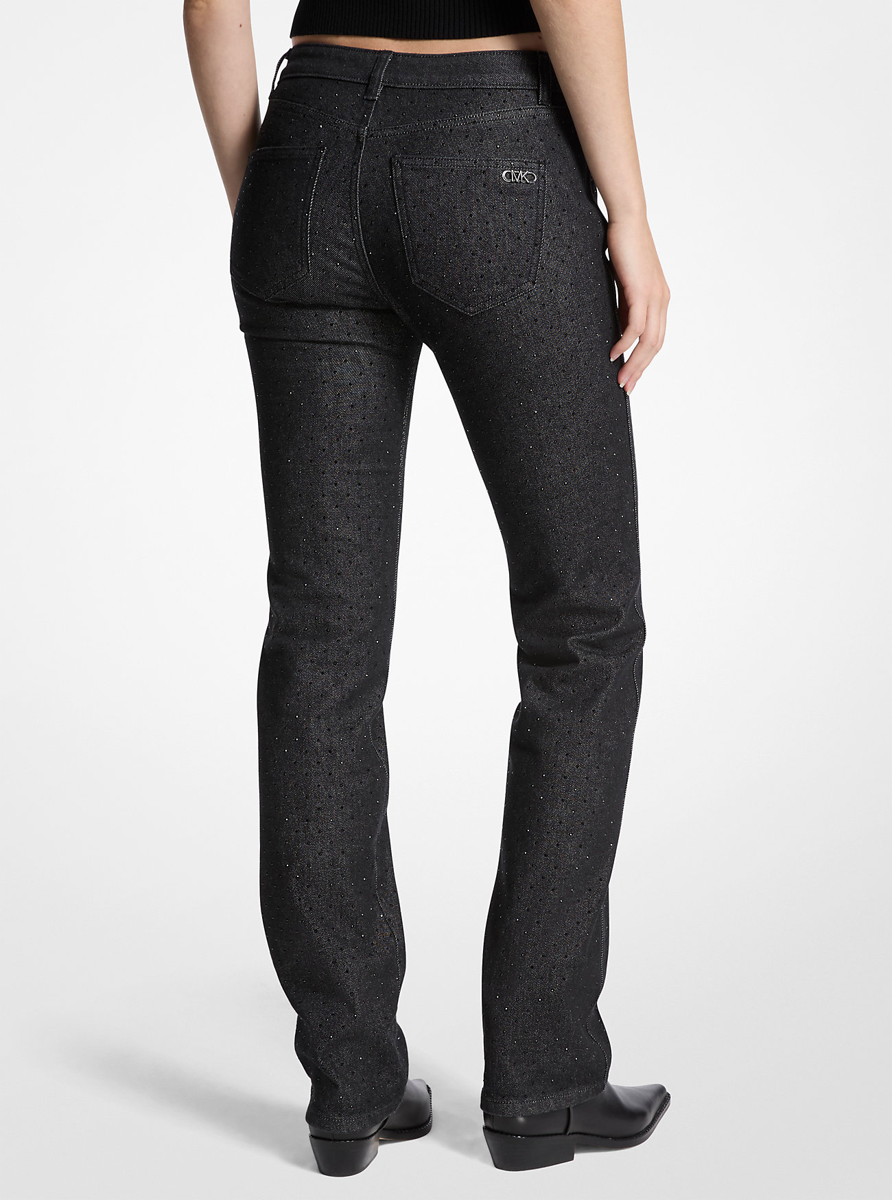 Naglete stretch denim sigarett jeans - BLACK RINSE