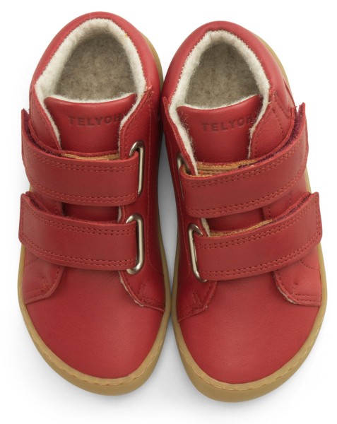 Telyoh bare ~ MidCut Leder Klettschuh Wollfleece ~ Dark Red