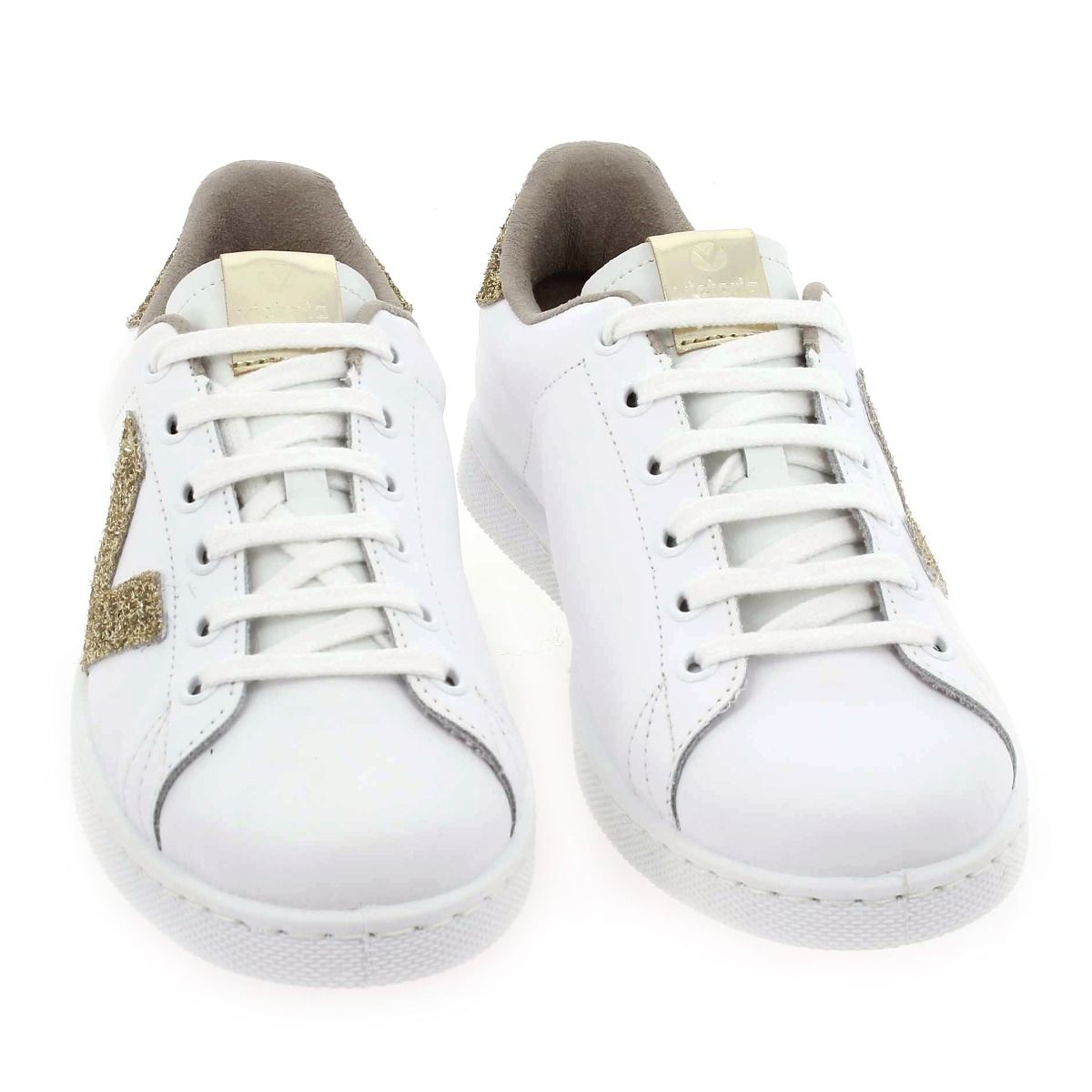 Victoria  1125188 TENIS PIEL VIRUTAS GLITTER - Blanc Marron Platine