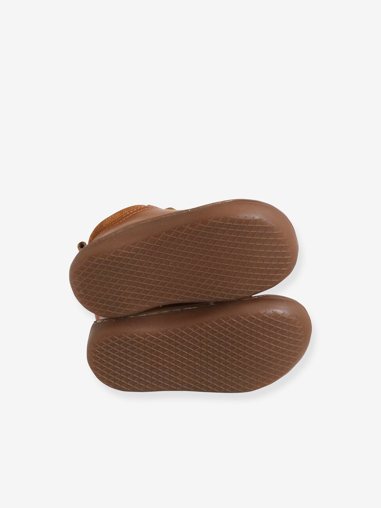 Bottillons cuir souple bébé mixte 4 pattes marron