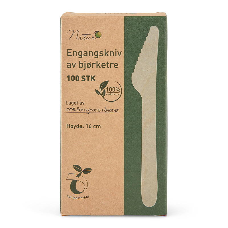 Natur Engangskniver 100-pk, av tre