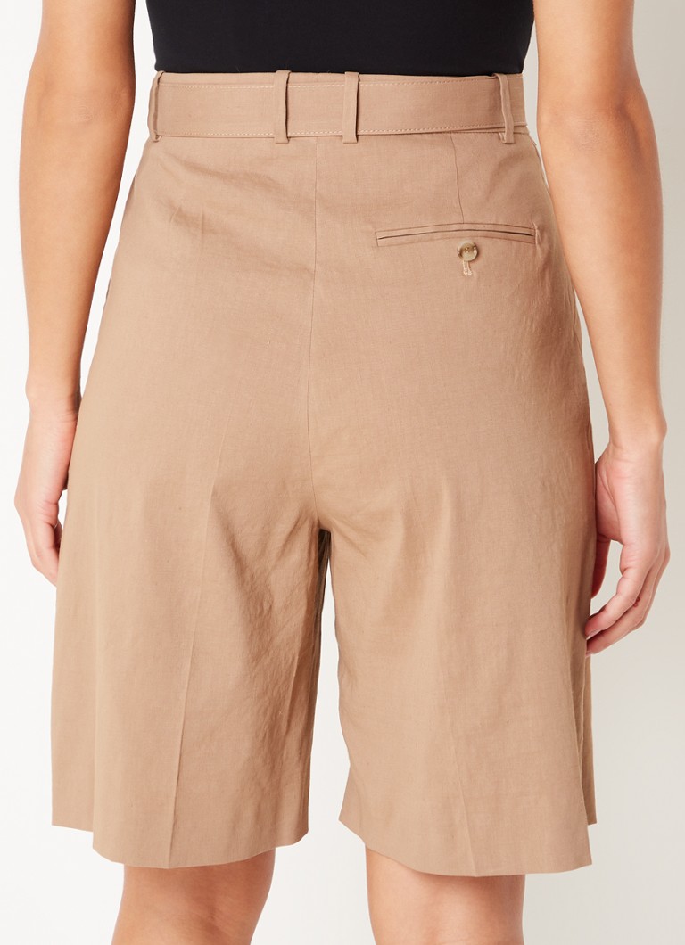 Shorts HUGO BOSS Tannah de cintura alta e modelagem ampla em mistura de linho.