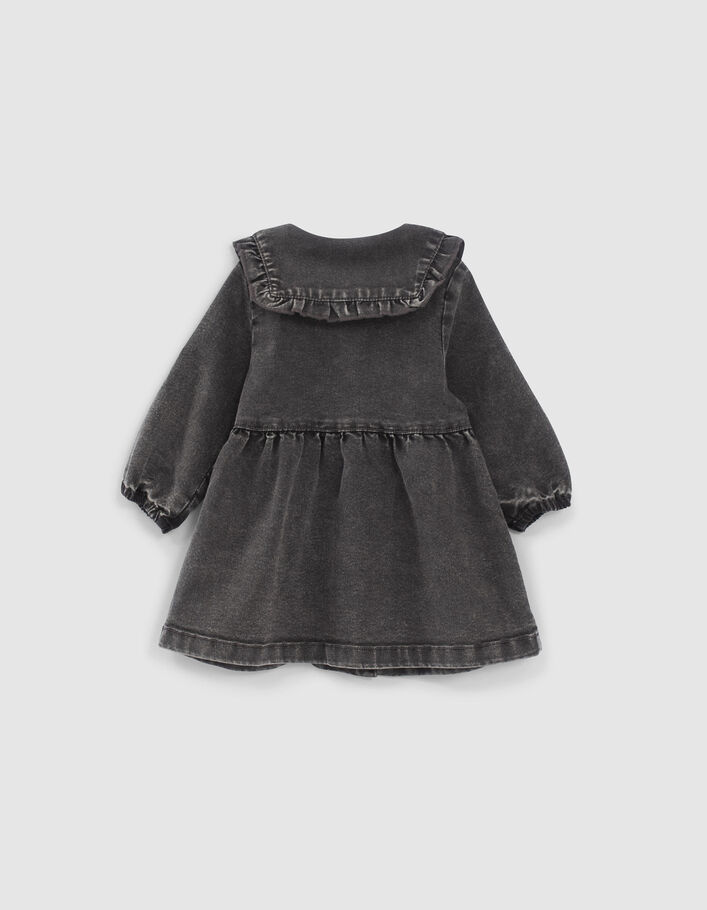 Robe en jean grise avec maxi col bébé fille