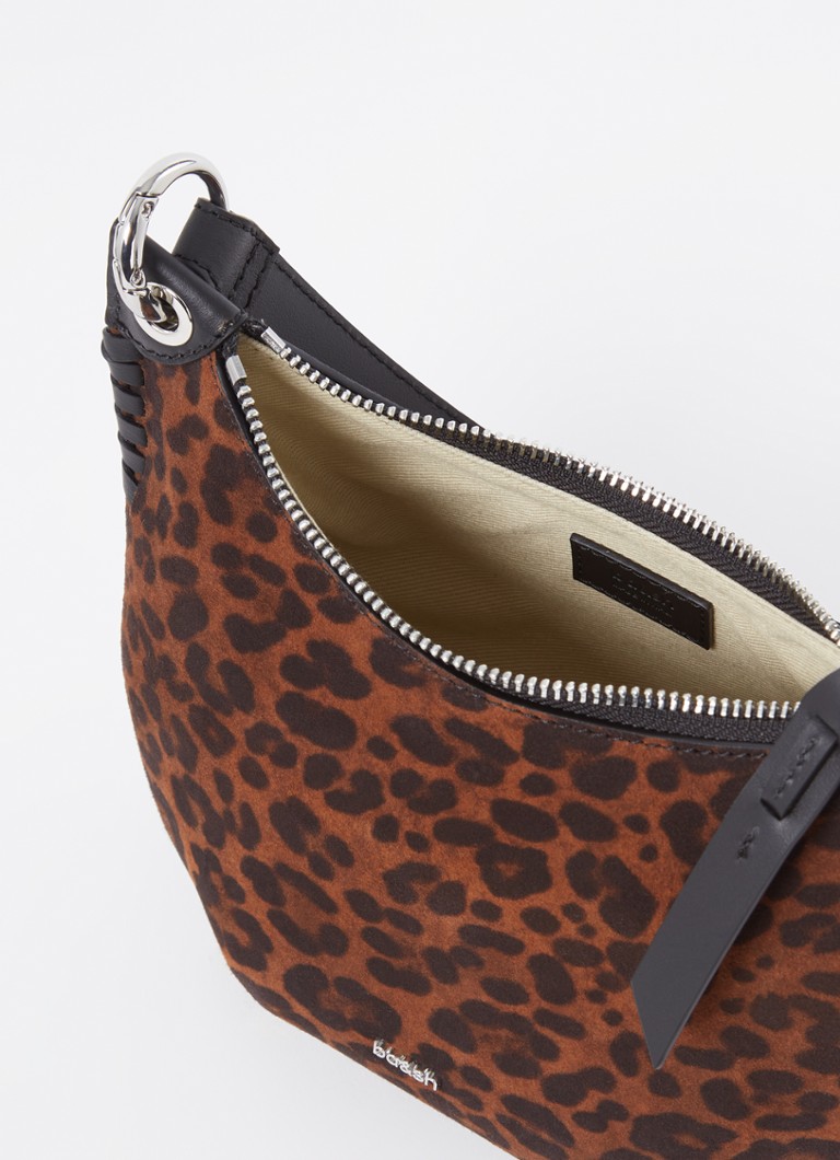ba&sh Swing leather shoulder bag with leopard print