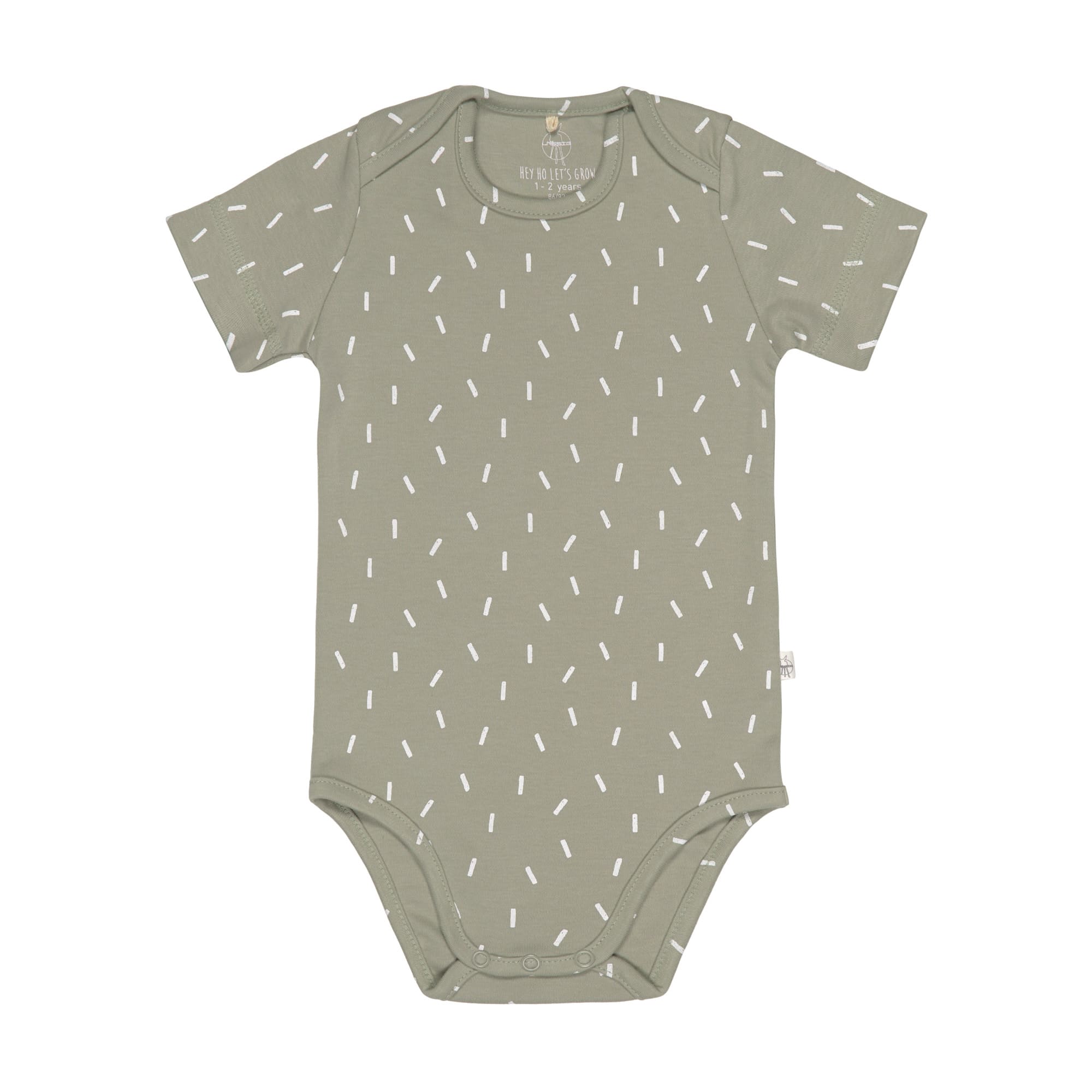 Baby Body kurzarm - Bio Baumwolle, Striche, Oliv