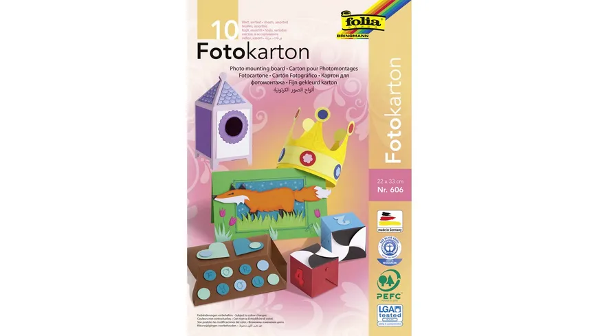 folia Fotokartonblock 10 Blatt 22 x 33 cm sortiert
