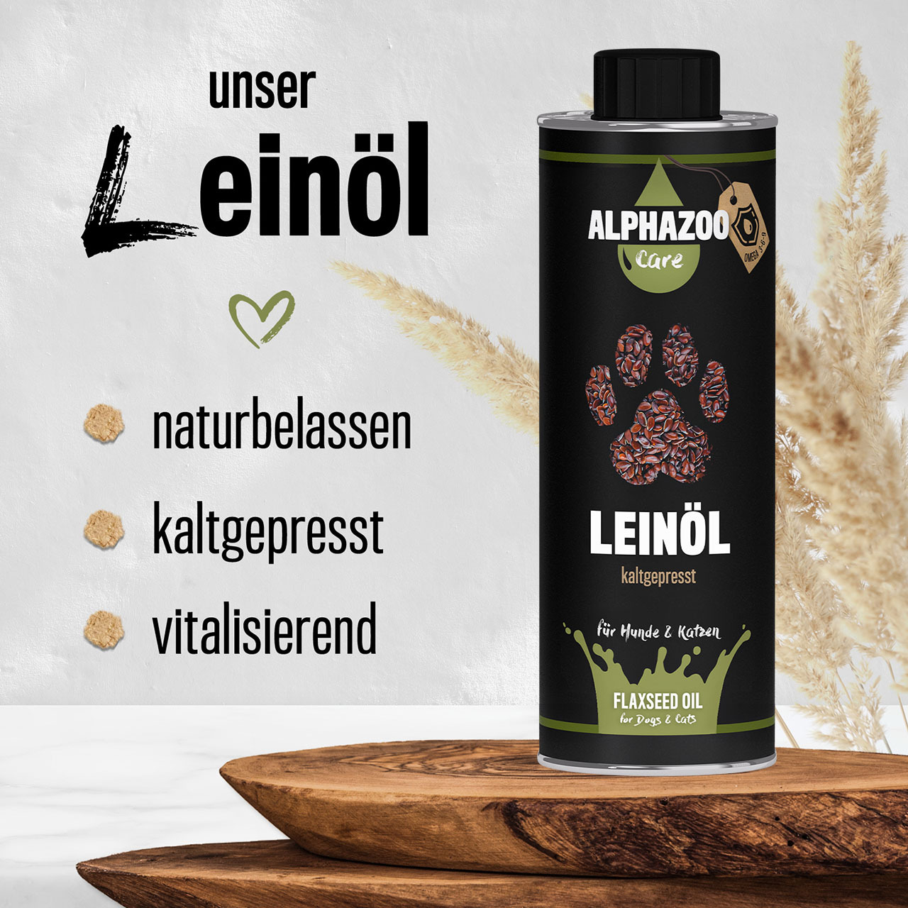 ALPHAZOO Ergänzungsfutter & Aufzucht ALPHAZOO Premium Leinöl für Hunde und Katzen