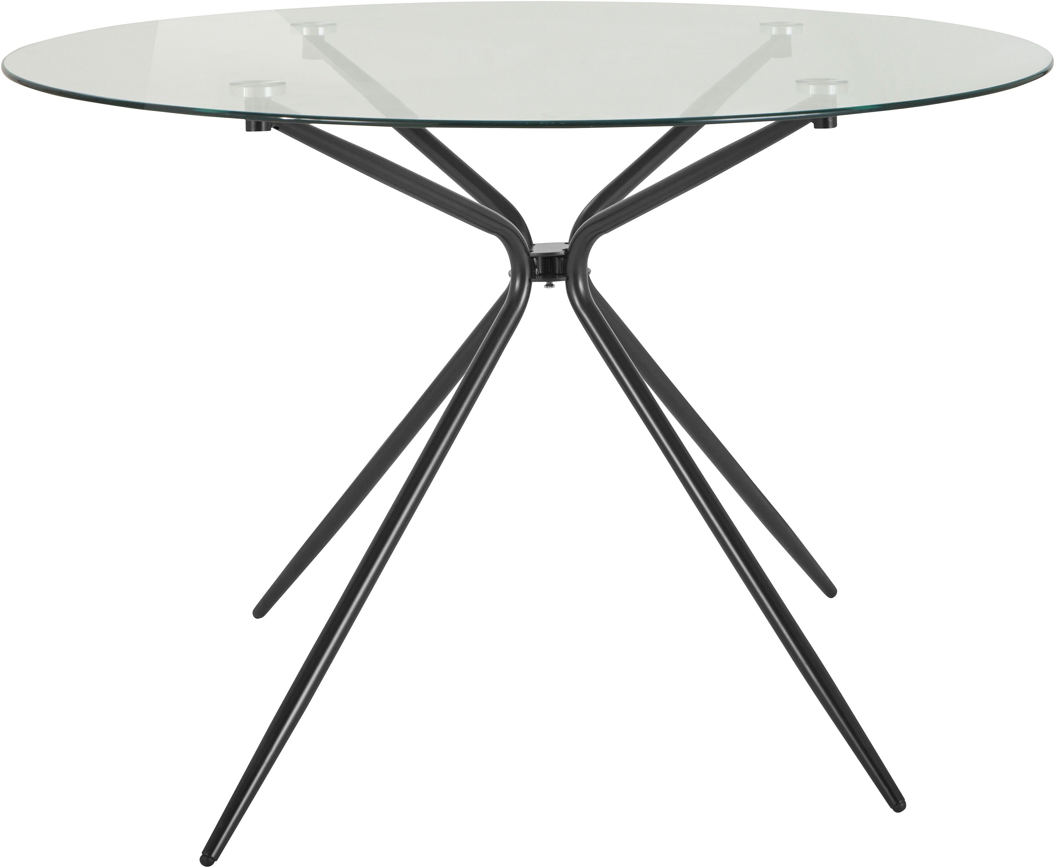 INOSIGN Glastisch Silvi, rund, Ø 110 cm, schwarzes Metallgestell
