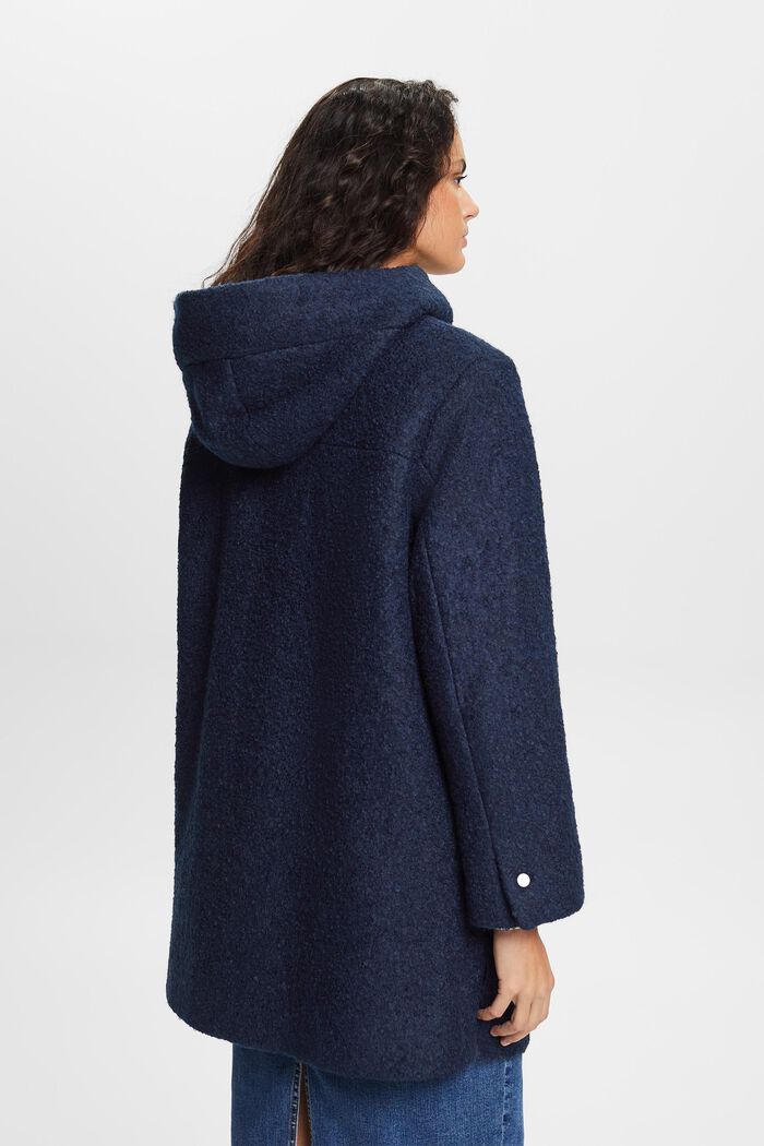 Bouclé Kapuzenmantel aus Wollmix