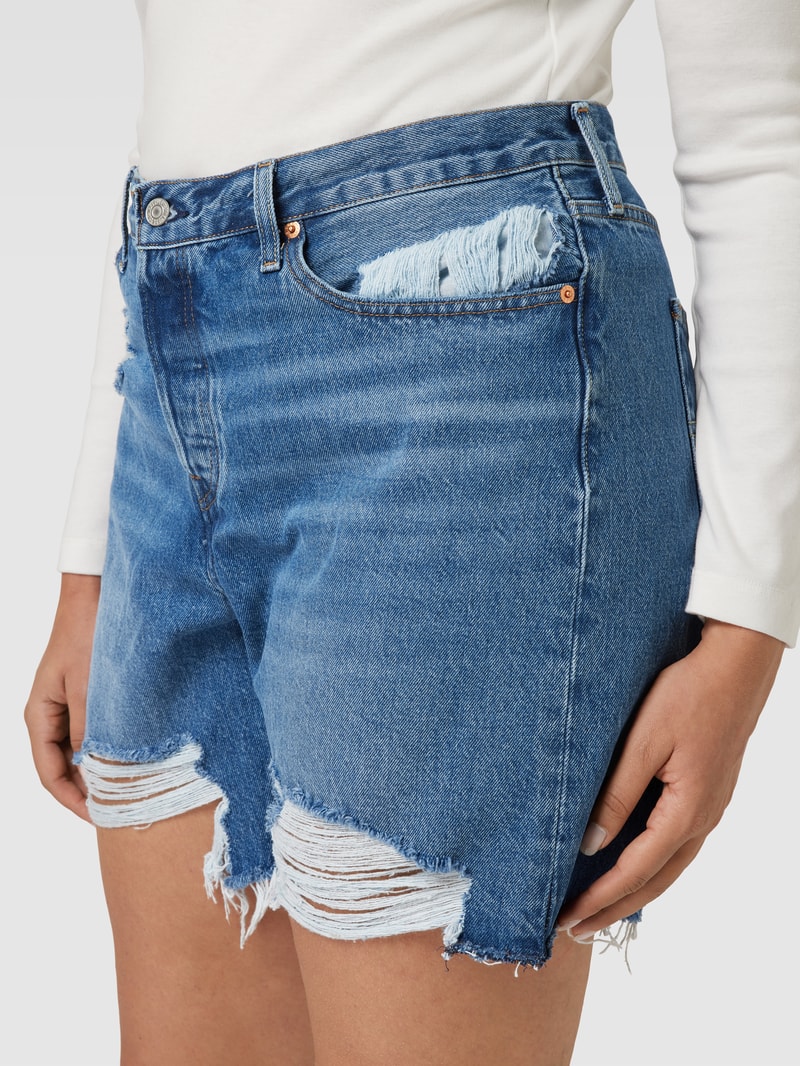 PLUS SIZE Jeansshorts im Used-Look Modell 'PLUS 501' in jeans