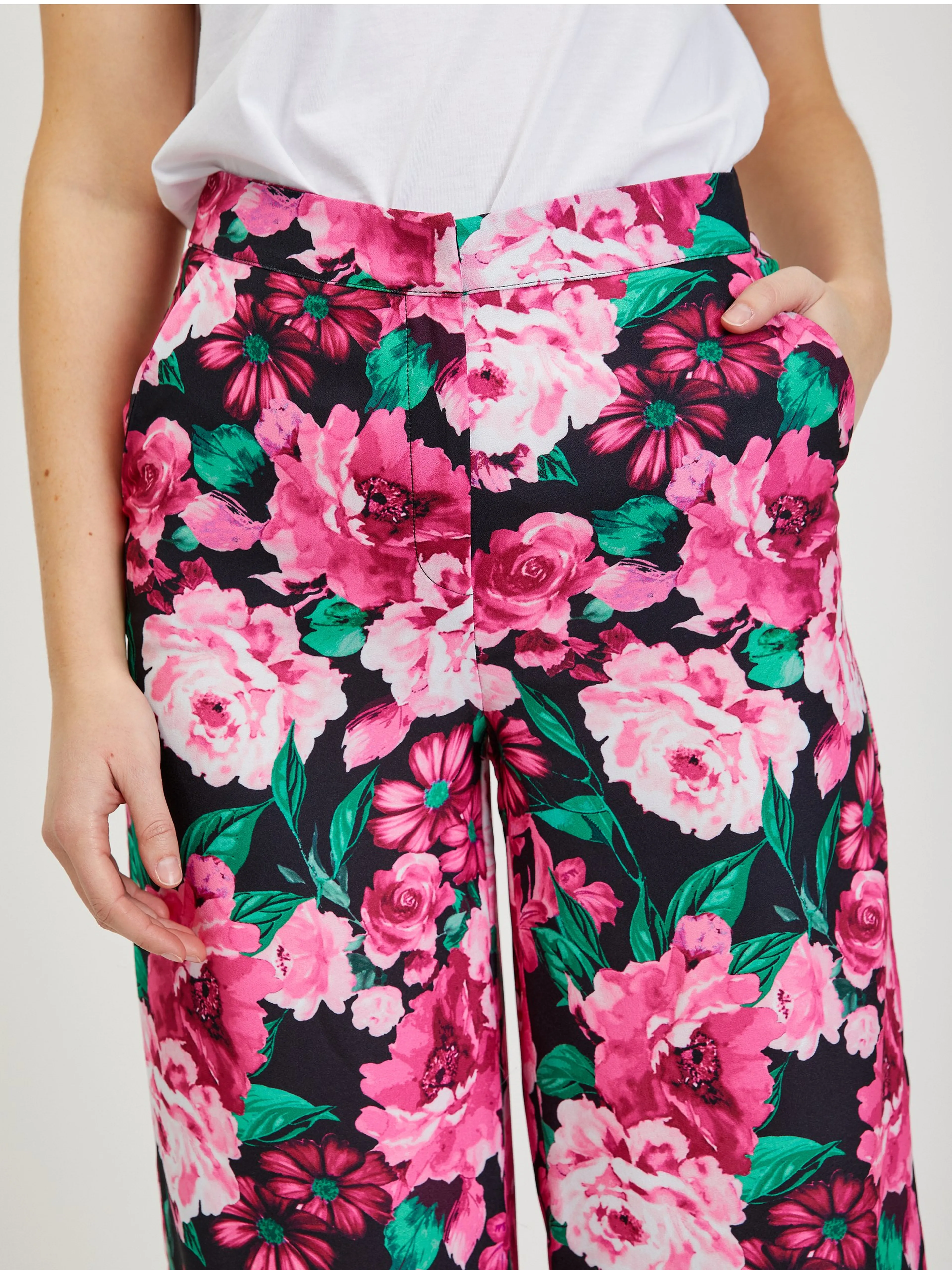 Rosafarbene Damen Blumenhose ORSAY