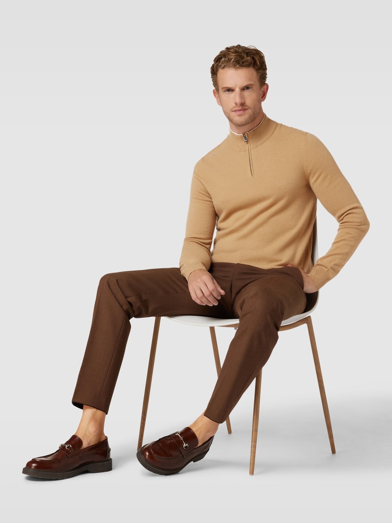 Strickpullover mit Troyer-Kragen Modell 'Marlo' in beige