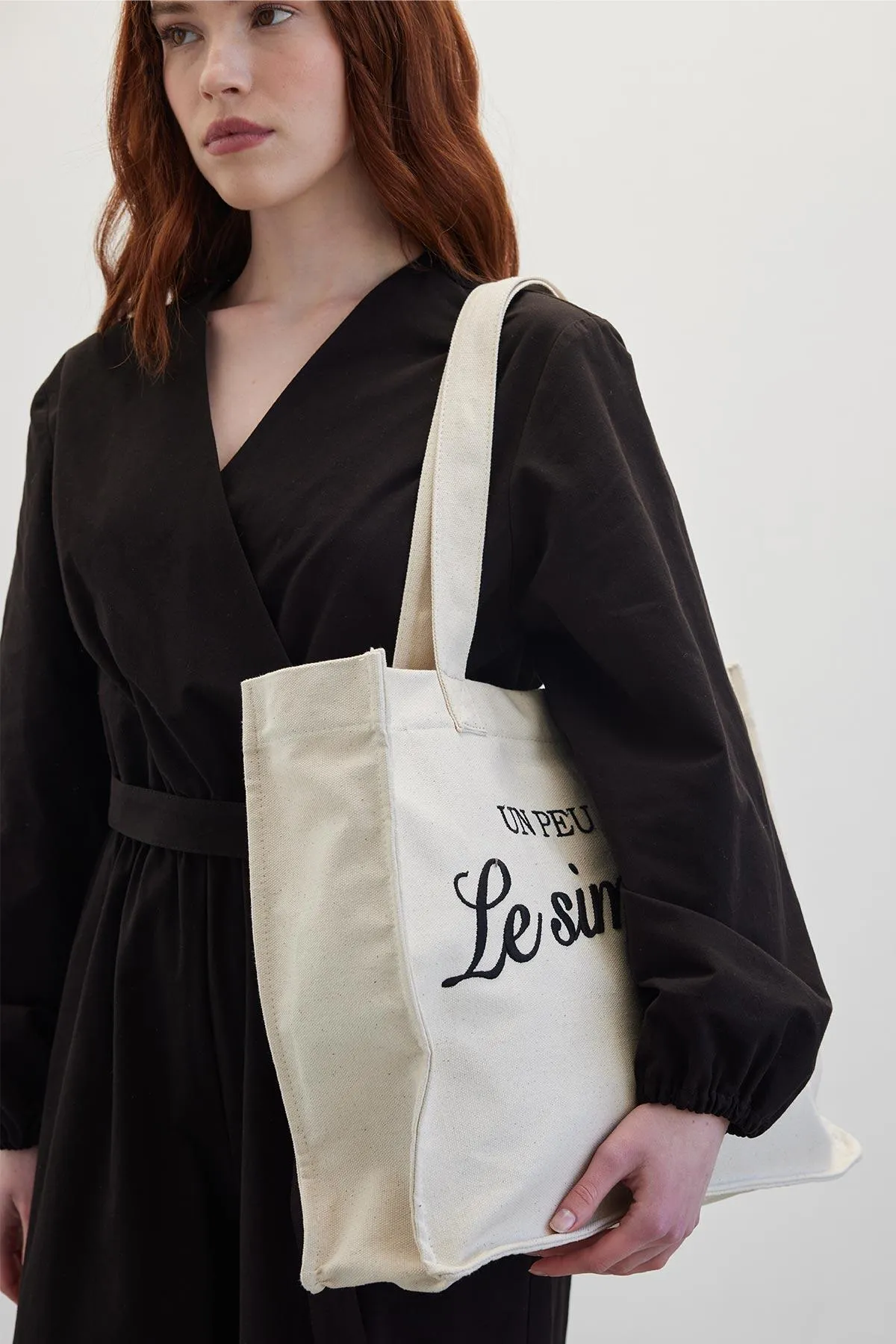 Manuka  Gestickte Shoper-Canvas-Tasche Natur