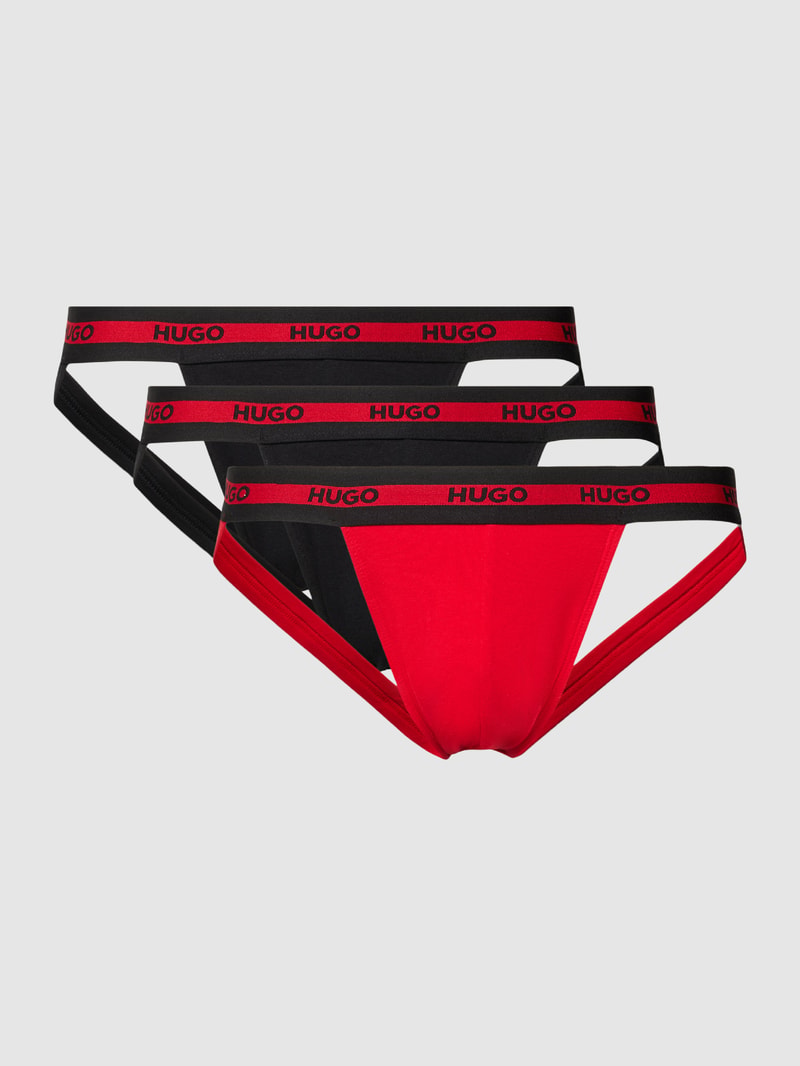 Jockstrap mit elastischem Logo-Bund im 3er-Pack in rot