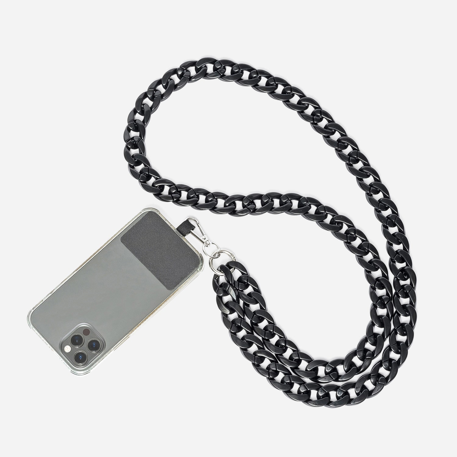 Chaîne bijou TEXTO noire pour téléphone portable