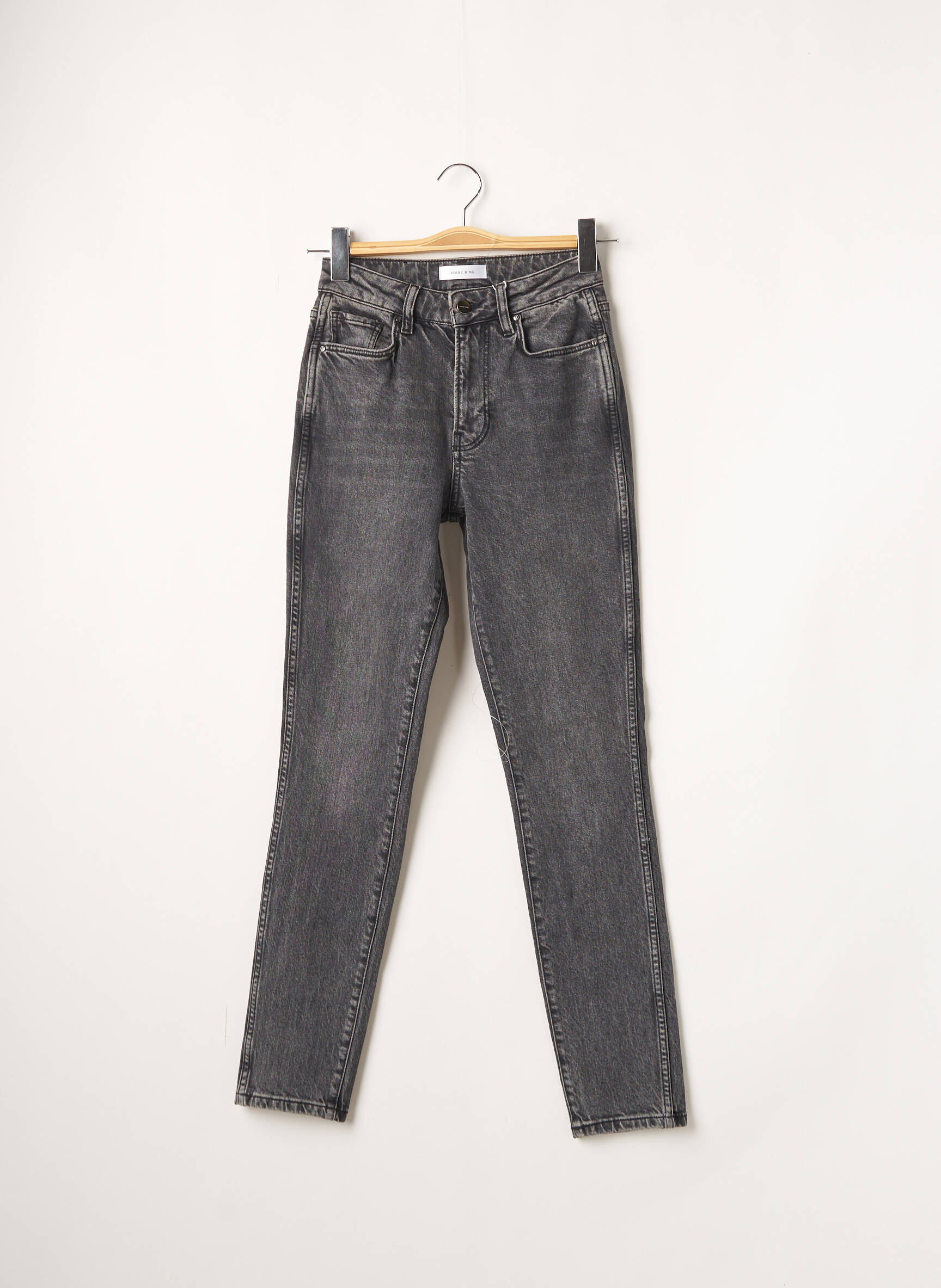Anine Bing Jeans Coupe Slim Femme couleur gris