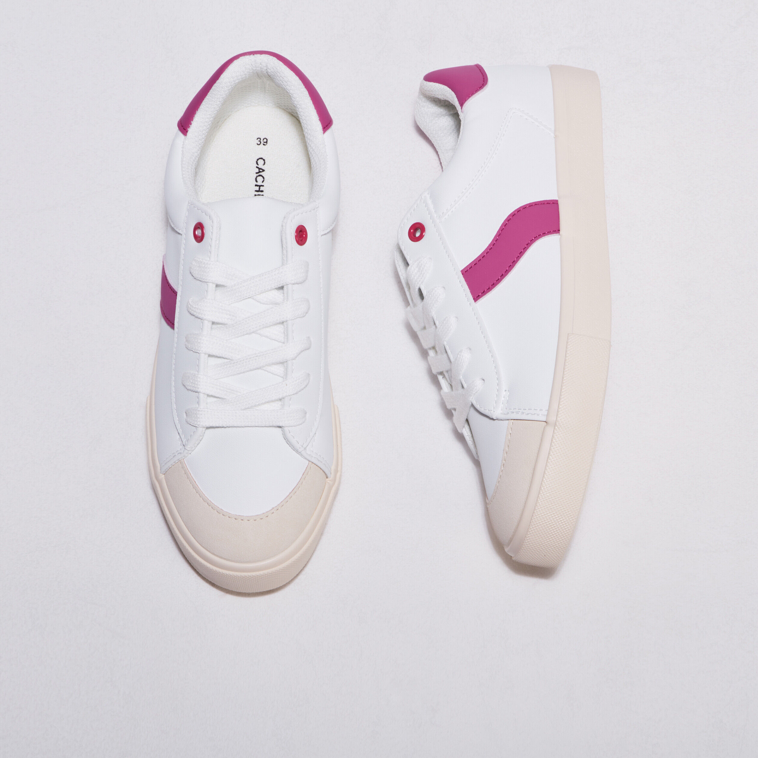 Tennis plates à lacets rose fushia femme | Cache Cache