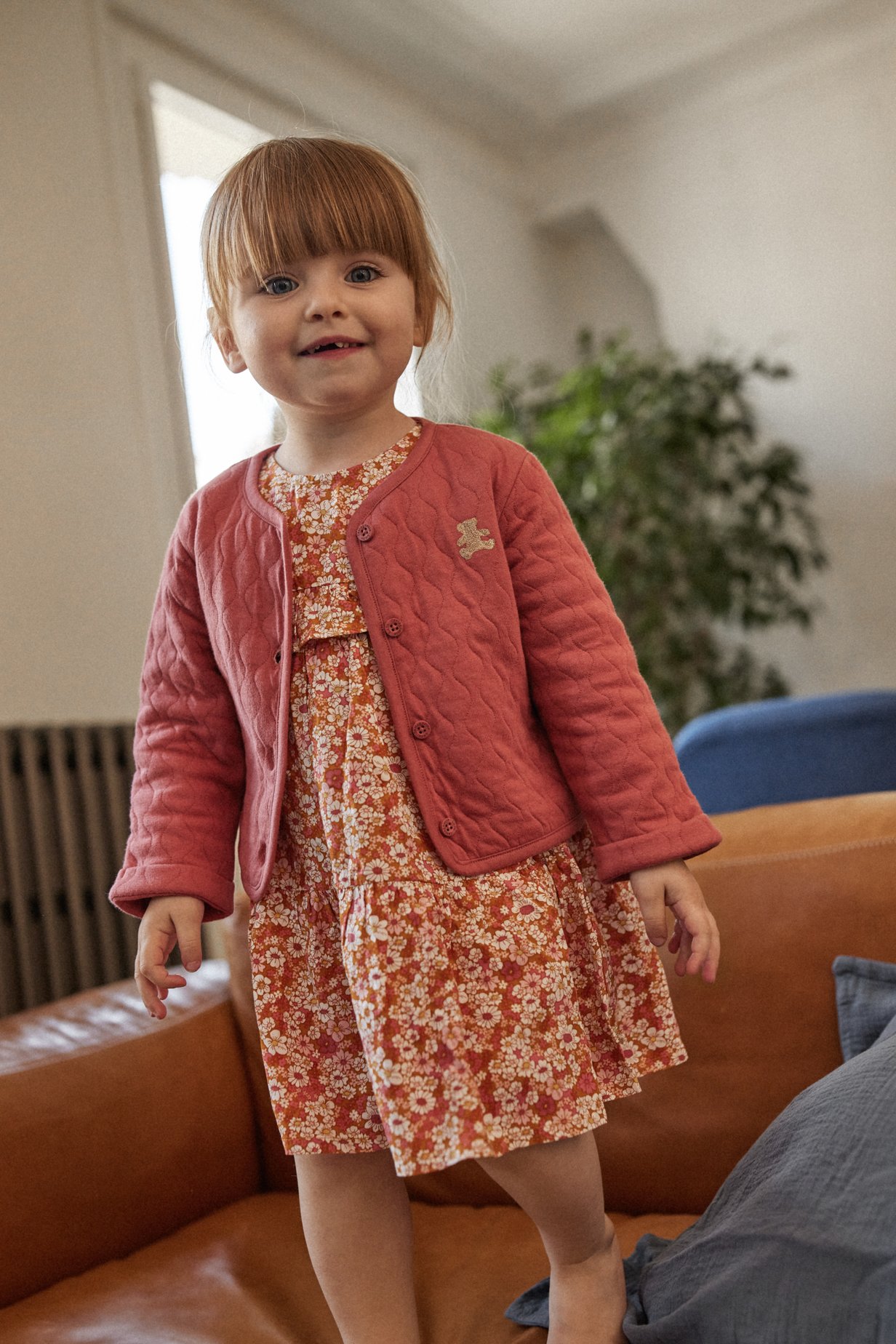 Robe ample à manches longues fleurie bébé fille - LuluCas... rose | GEMO