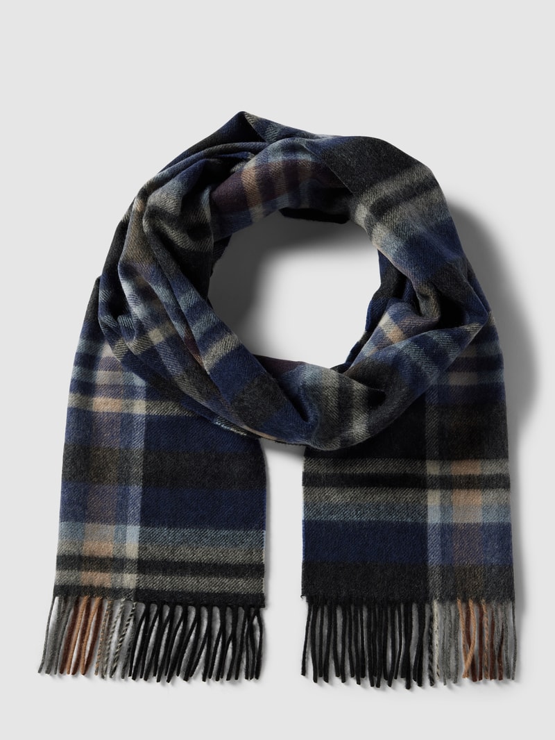 Schal mit Tartan-Karo in marineblau