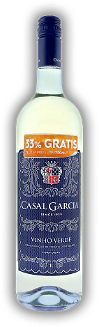 Aveleda, Casal Garcia Vinho Verde, DOC 1,0 Liter, halbtrocken, Vinho Verde  Aveleda, Casal Garcia Vinho Verde, DOC 1,0 Liter, halbtrocken, Vinho Verde  Vinho Verde sollte jung getrunken werden. 1	 Liter - Vol 9,5%