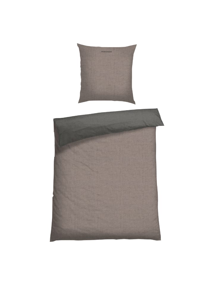 Schiesser Renforcé Bettwäscheset Doubleface in Taupe-Dunkelgrau günstig kaufen