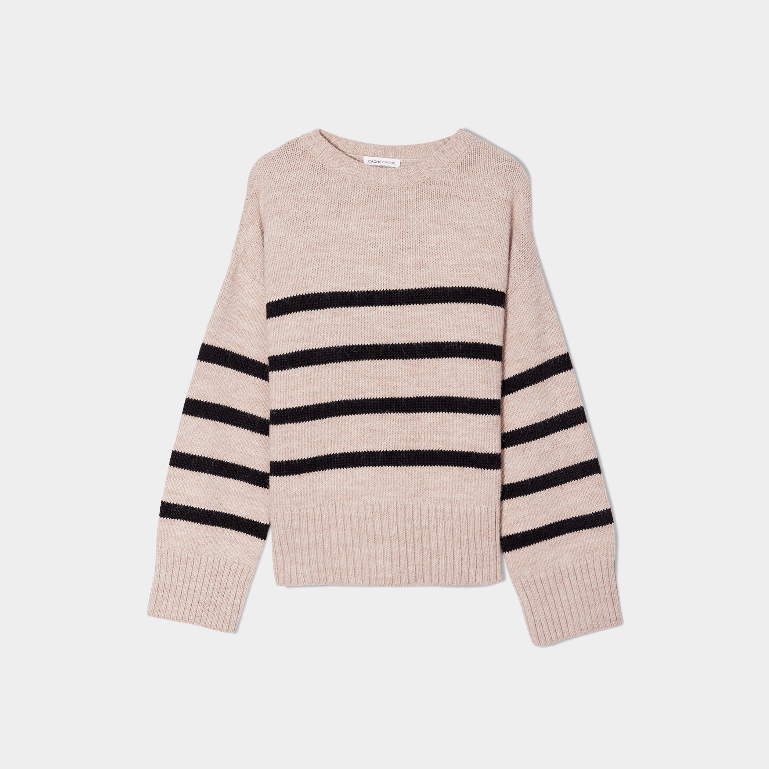 Pull manches longues beige femme | Cache Cache
