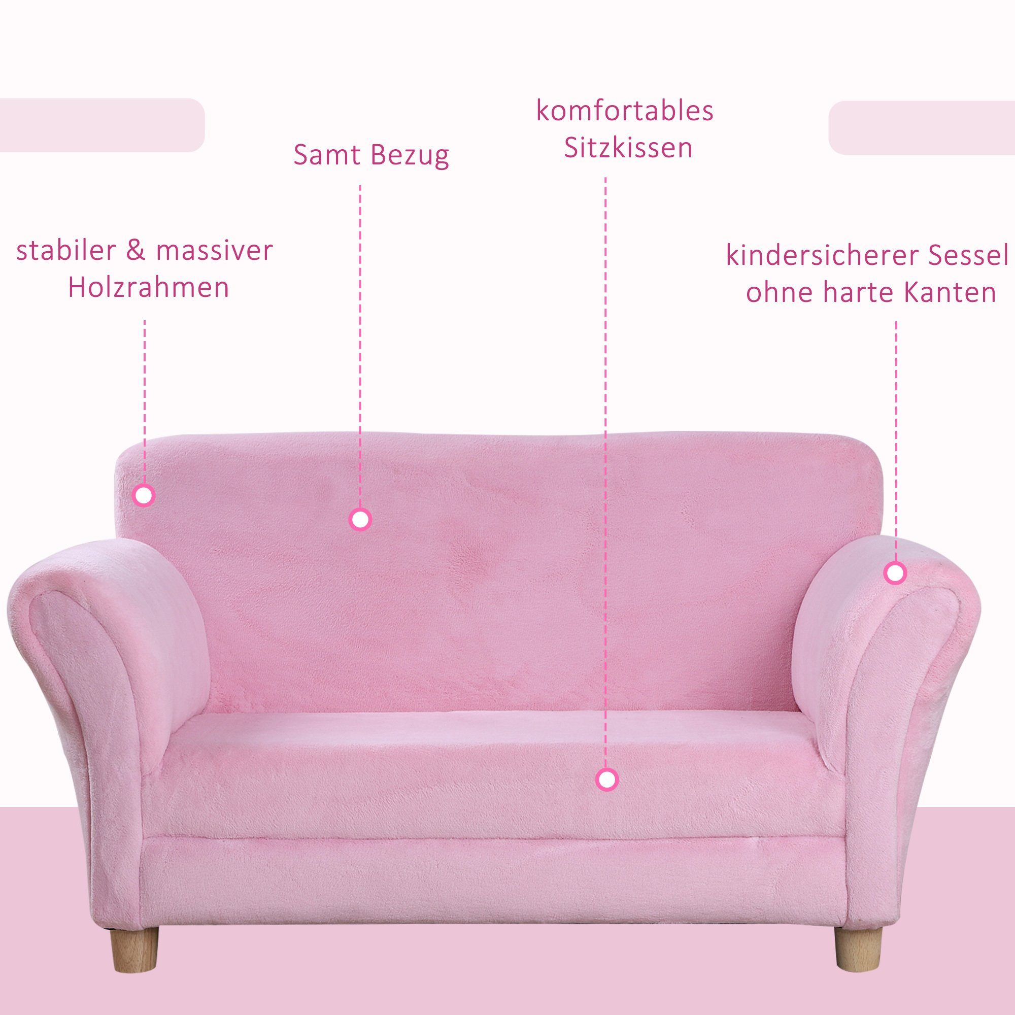 HOMCOM Sofa Kinder Erdbeersofa