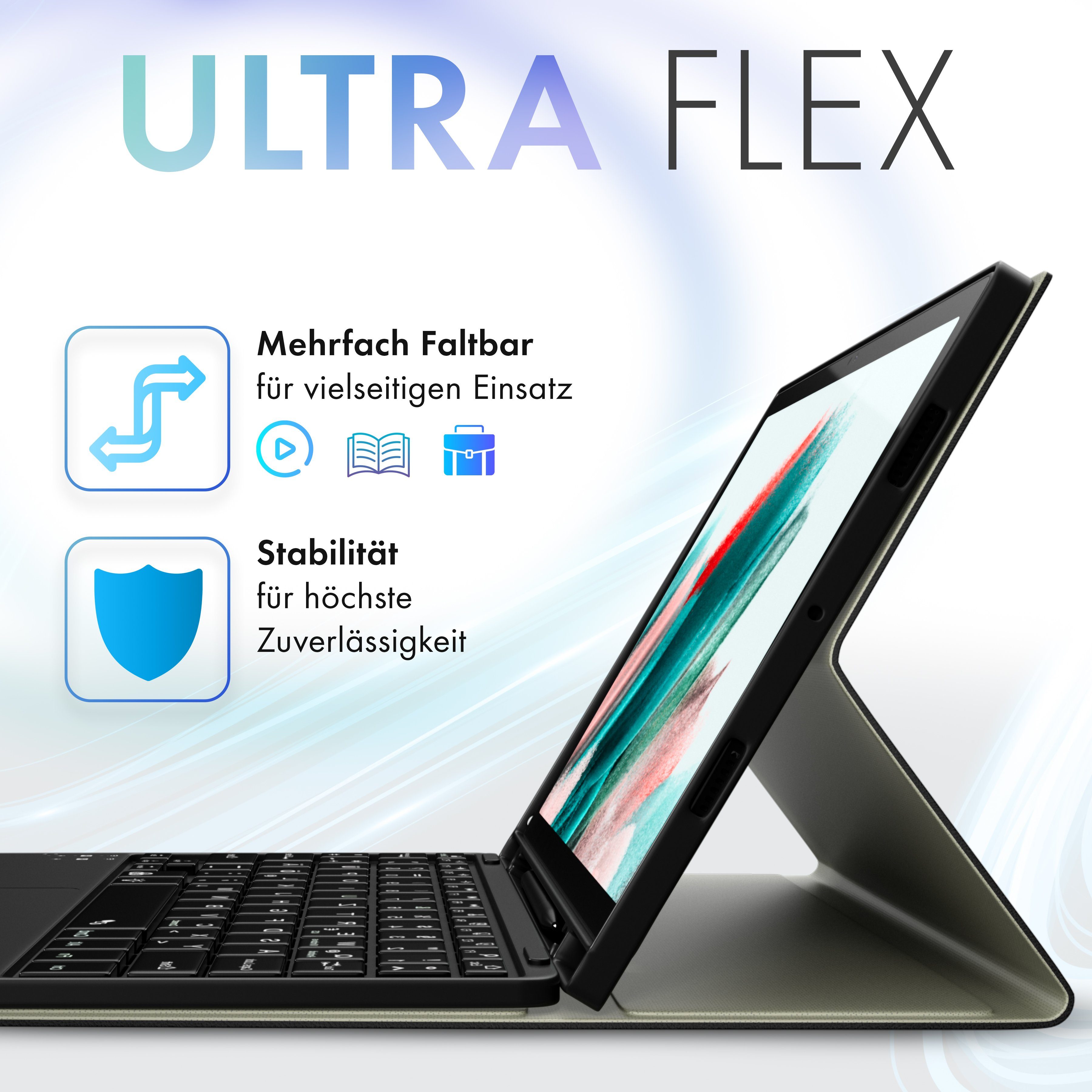 ZMC Samsung Galaxy Tab A8 2022 X200 / X205 / X207 10.5 Zoll Schutz Hülle Tablet-Tastatur (mit Beleuchtete Wireless Abnehmbare Tastatur magnetische Ständer)