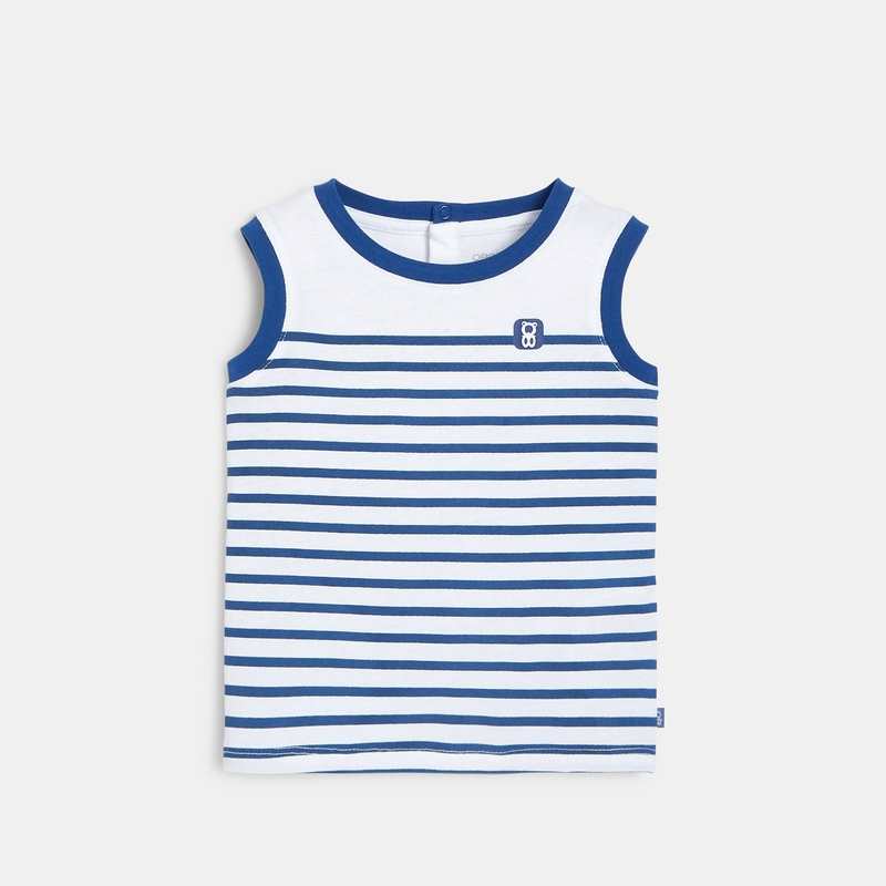 Débardeur jersey rayé bleu bébé garçon