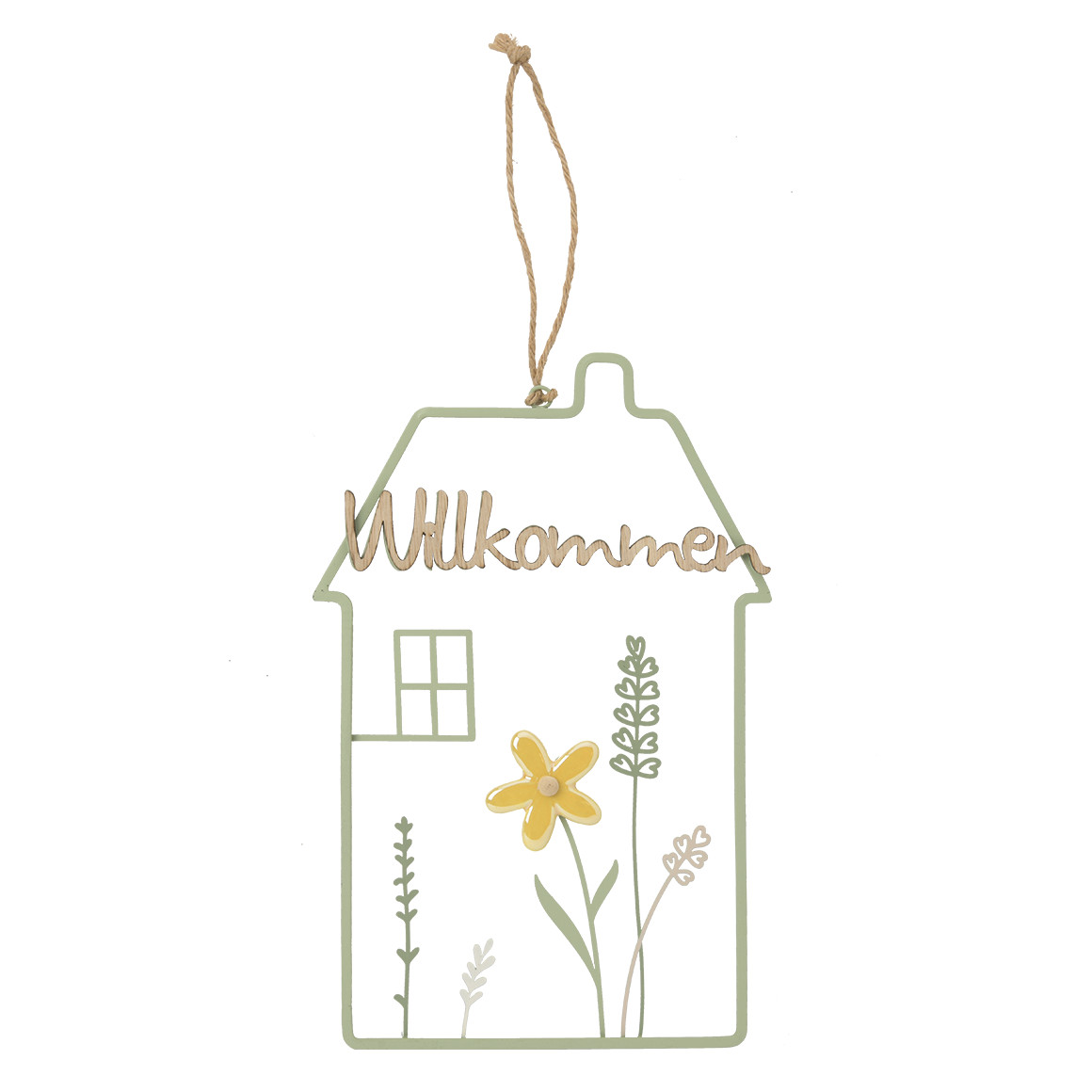 Deko-Hänger Metallschild Haus mit Blume