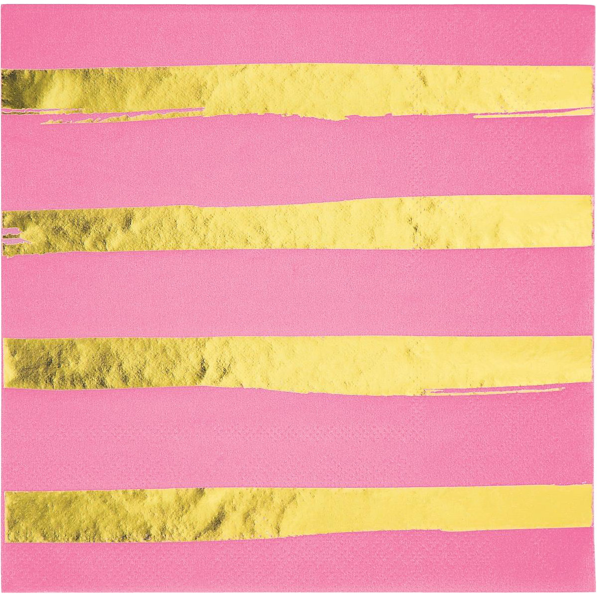 Servietten Folienaufdruck Streifen Gold Pink, 33 cm, 16 Stück