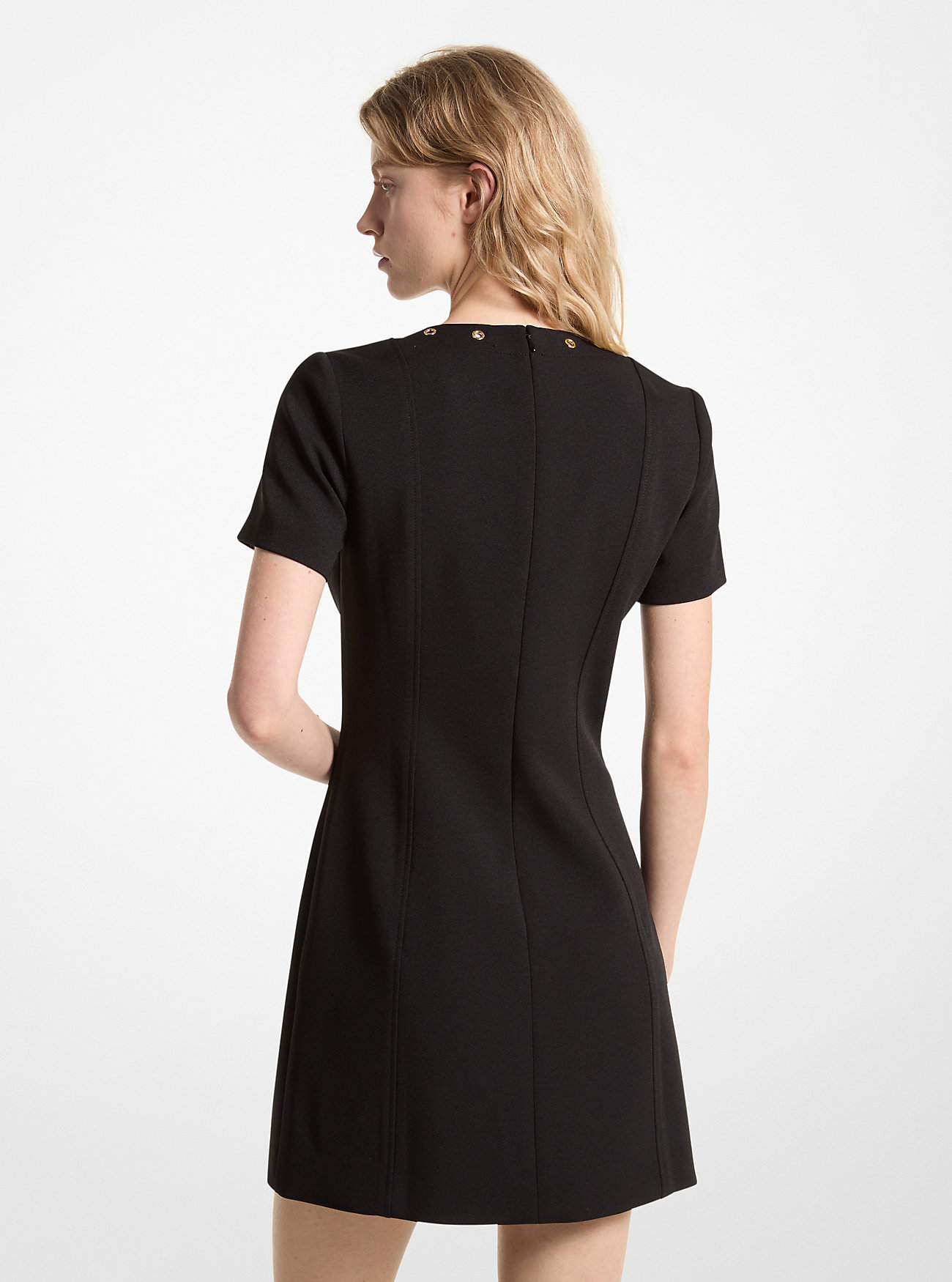 Stretch Crepe Lace-Up Dress - BLACK