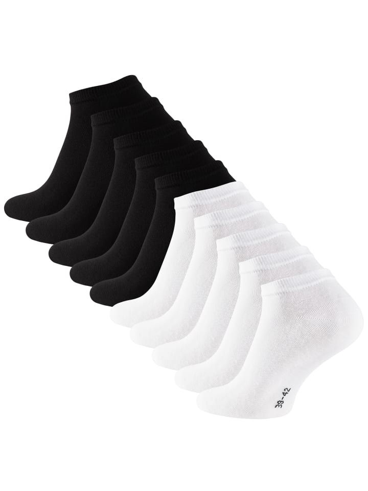 Cotton Prime® 10 Paar COTTON-Essentials Sneaker-Socken in Schwarz/Weiss günstig kaufen