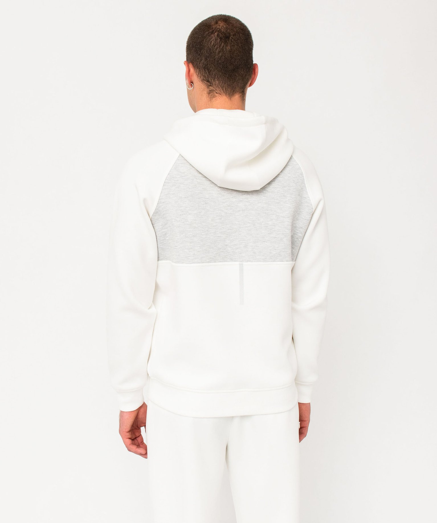 Sweat à capuche et col zippé bicolore homme blanc | GEMO