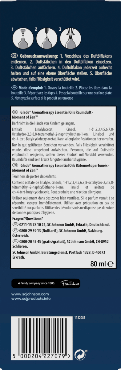 Duftstäbchen Aromatherapy Essential Oils Raumduft - Moment of Zen, 80 ml